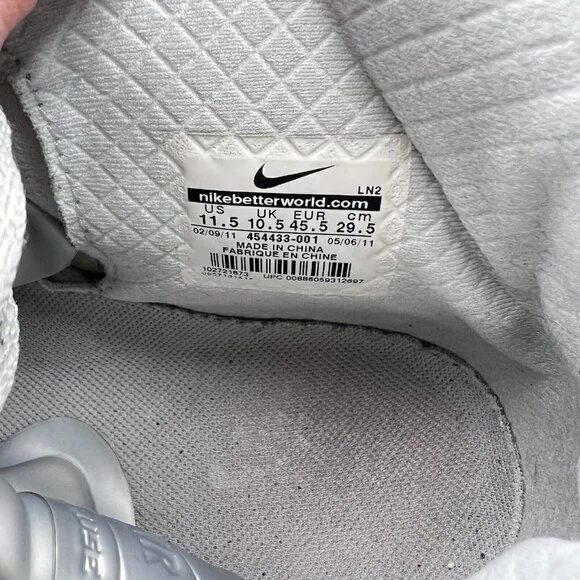 Nike Air Force One AF-1 Hyperfuse Silver Men Size 11.5 Hi Top Shoes 454433-001 - Picture 12 of 12